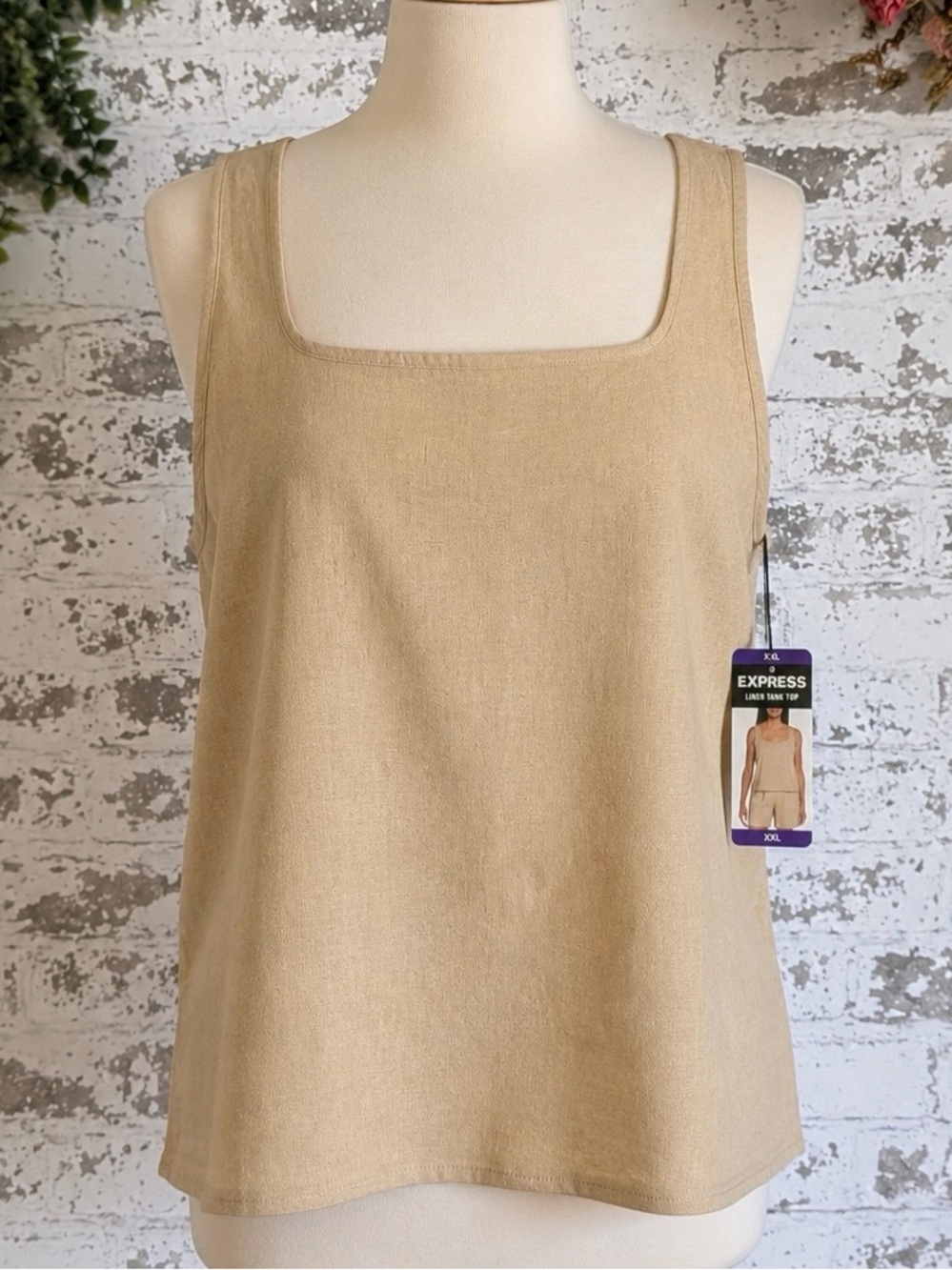 Express Beige Square-Neck Tank Top Size XXL NWT